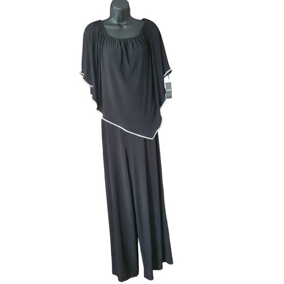 MSK Black RhinestoneTrim Jumpsuit Pantsuit size M NWT - Picture 1 of 9